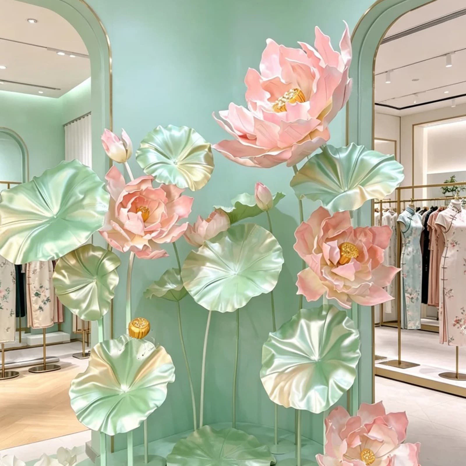 Summer New Chinese Style Pearlescent Lotus Paper Flower EVA Lotus Leaf Mall DP Point Scene Prop Handmade Wedding Prop