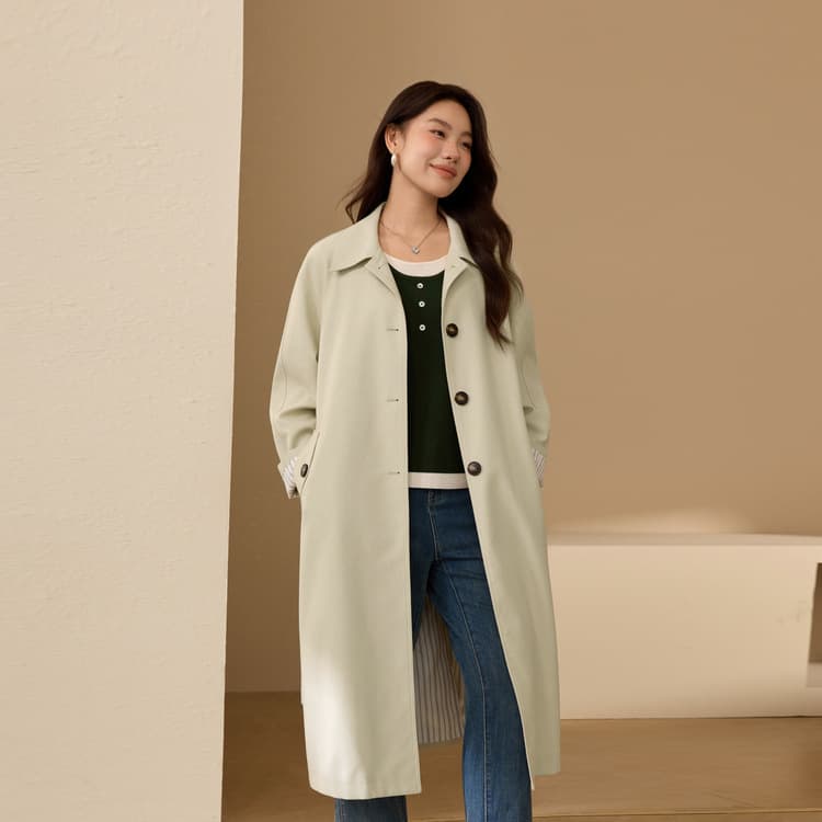 【Dawn】Radiant Windbreaker with Striped Lining and Slim Fit, Plus Size Women's Autumn New Arrival