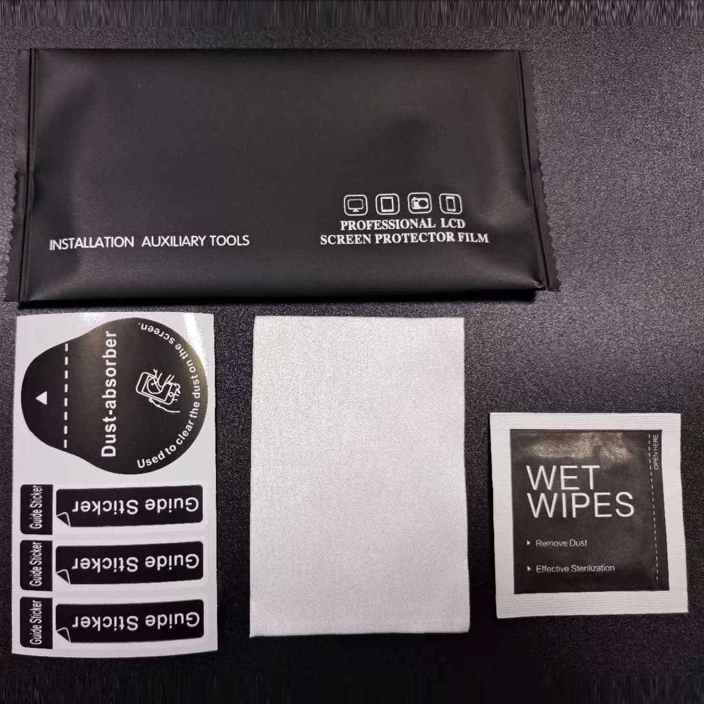Laser Dust-Free Cloth Screen Protector Installation Kit Phone Tempered Glass Screen Cleaning Pack Dry and Wet Alcohol Wipes 3-Piece Set