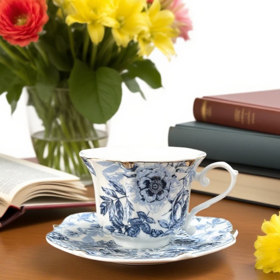 Ceramic Cup Coffee Mug Milk Cup for Tea Brewing and Drinking Oatmeal Cereal High-Appearance Floral Creative Design