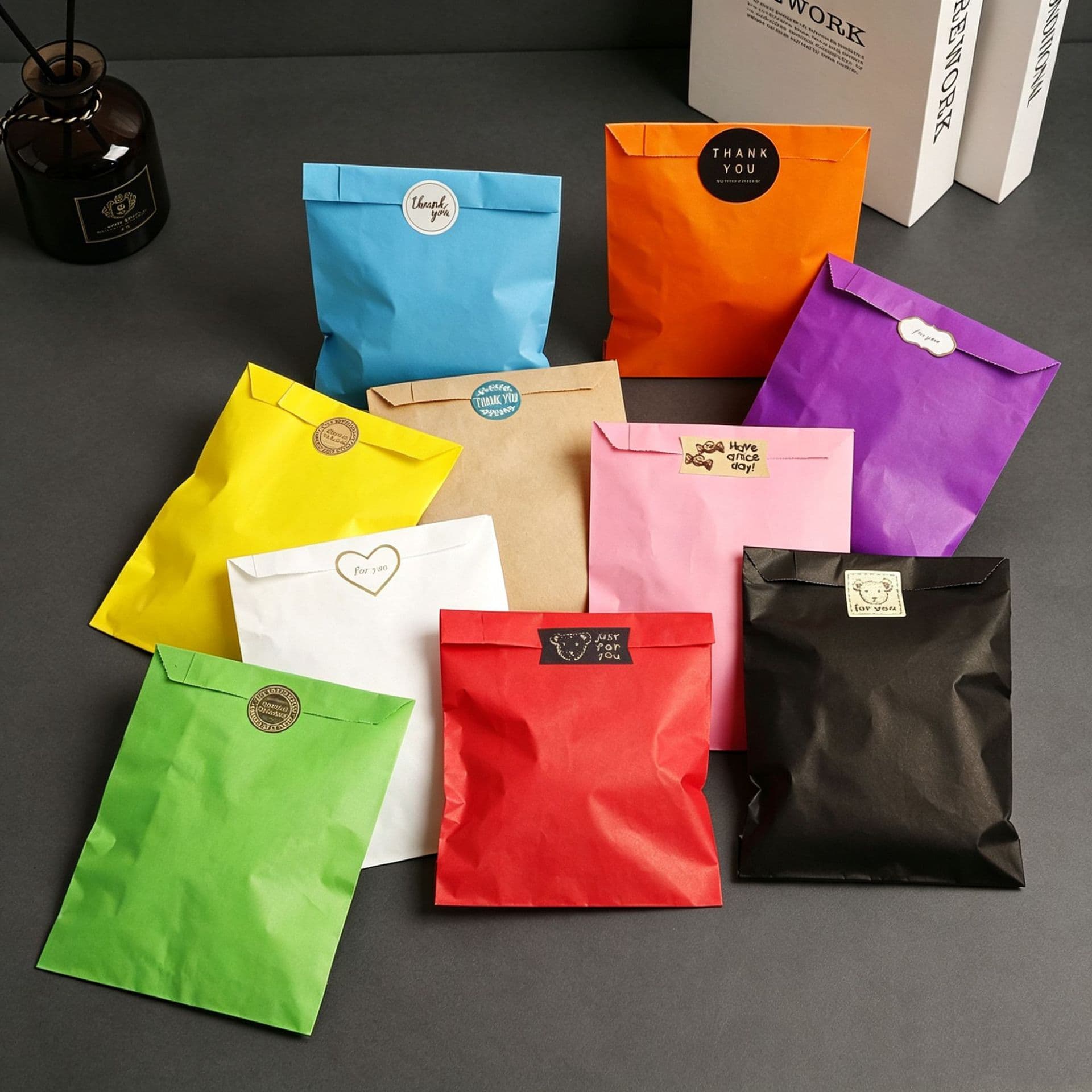 Pink purple black paper bag party wedding decoration food packaging paper bag small gift bag companion gift bag