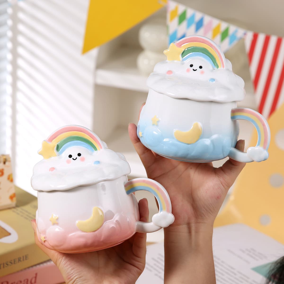 Cartoon Creative Cloud Ceramic Mug Gift Water Cup Breakfast Mug Office Mug Large Capacity