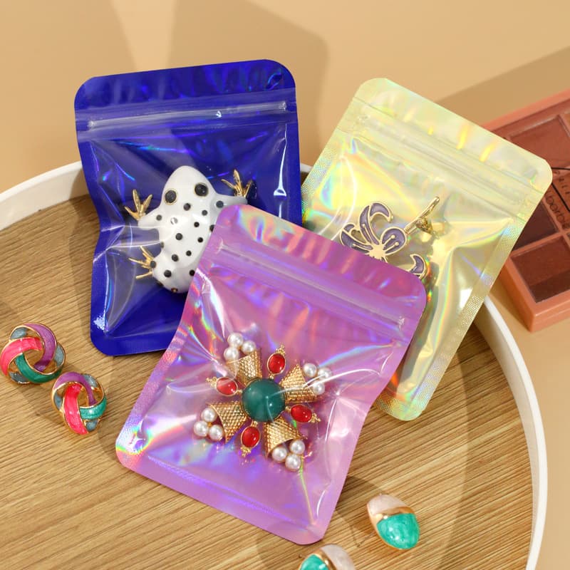 Laser Packaging Bag Color Self-Sealing Bag Jewelry Headdress Jewelry Packaging Bag Nail Seal Bag Spot