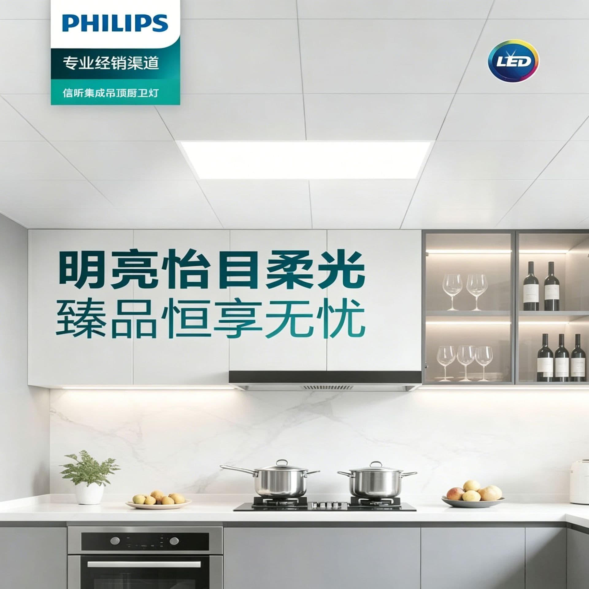 Philips LED Ultra-Thin Ultra-Bright Minimalist Integrated Ceiling Embedded Aluminum Panel Kitchen Bathroom Flat Panel Light