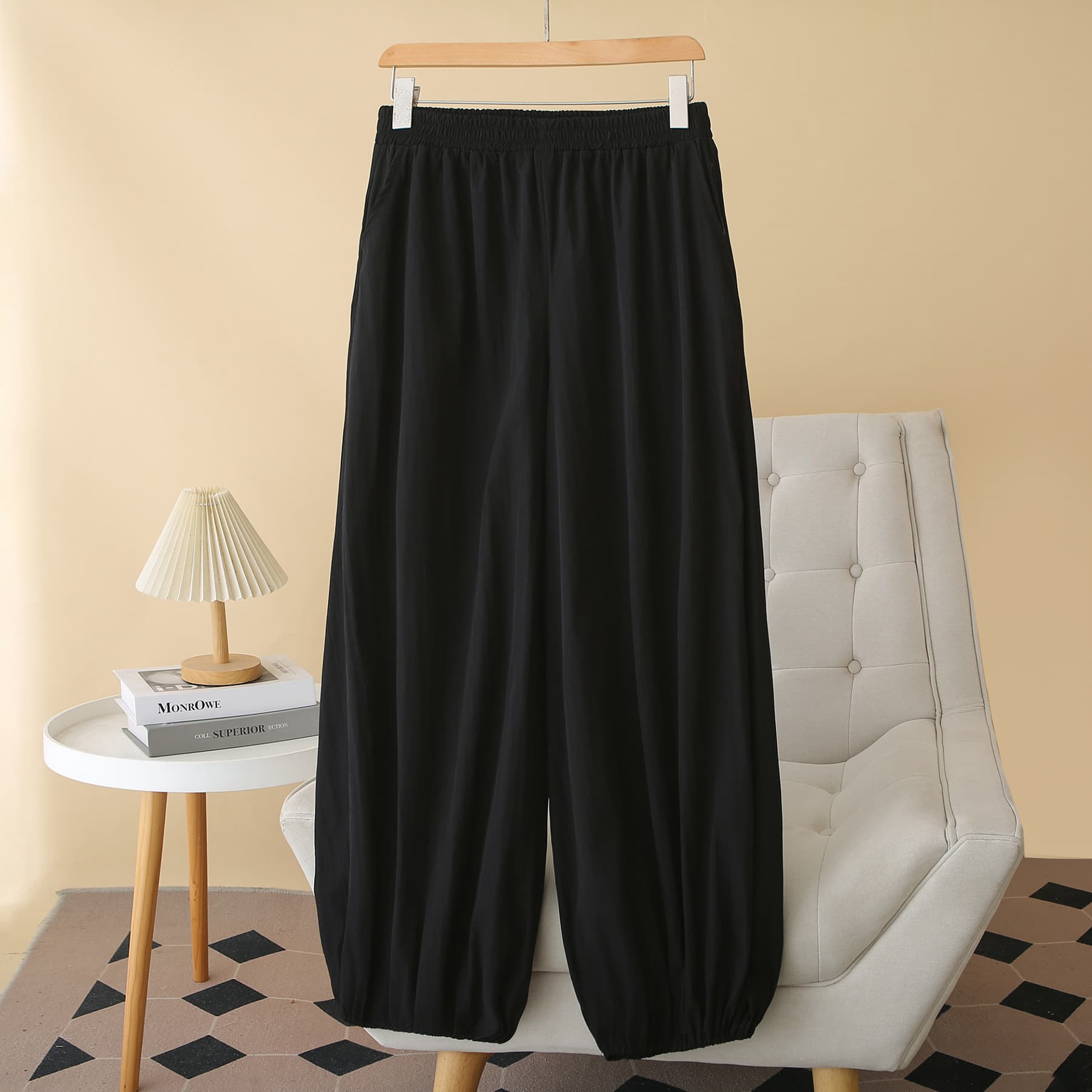 2026 Summer Floor-Length Pants Plus Size Women's Pants Slim Elastic Waist Casual Pants Fat Girl Versatile Tapered Hem Long Pants 8868