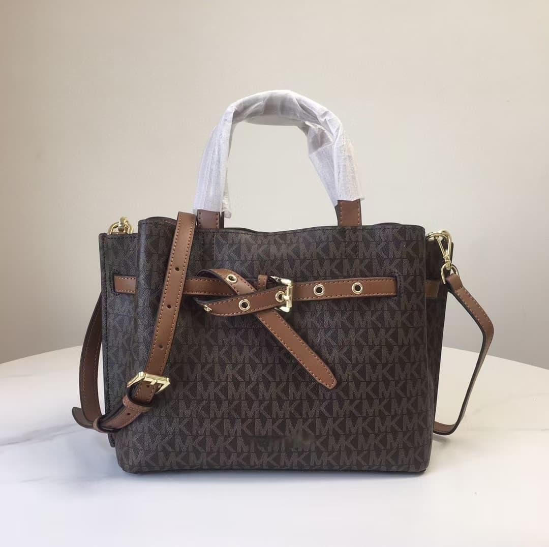 2023 New MK Women's Bow Platinum Bag Shoulder Crossbody Handbag Genuine Leather Emilia Tote