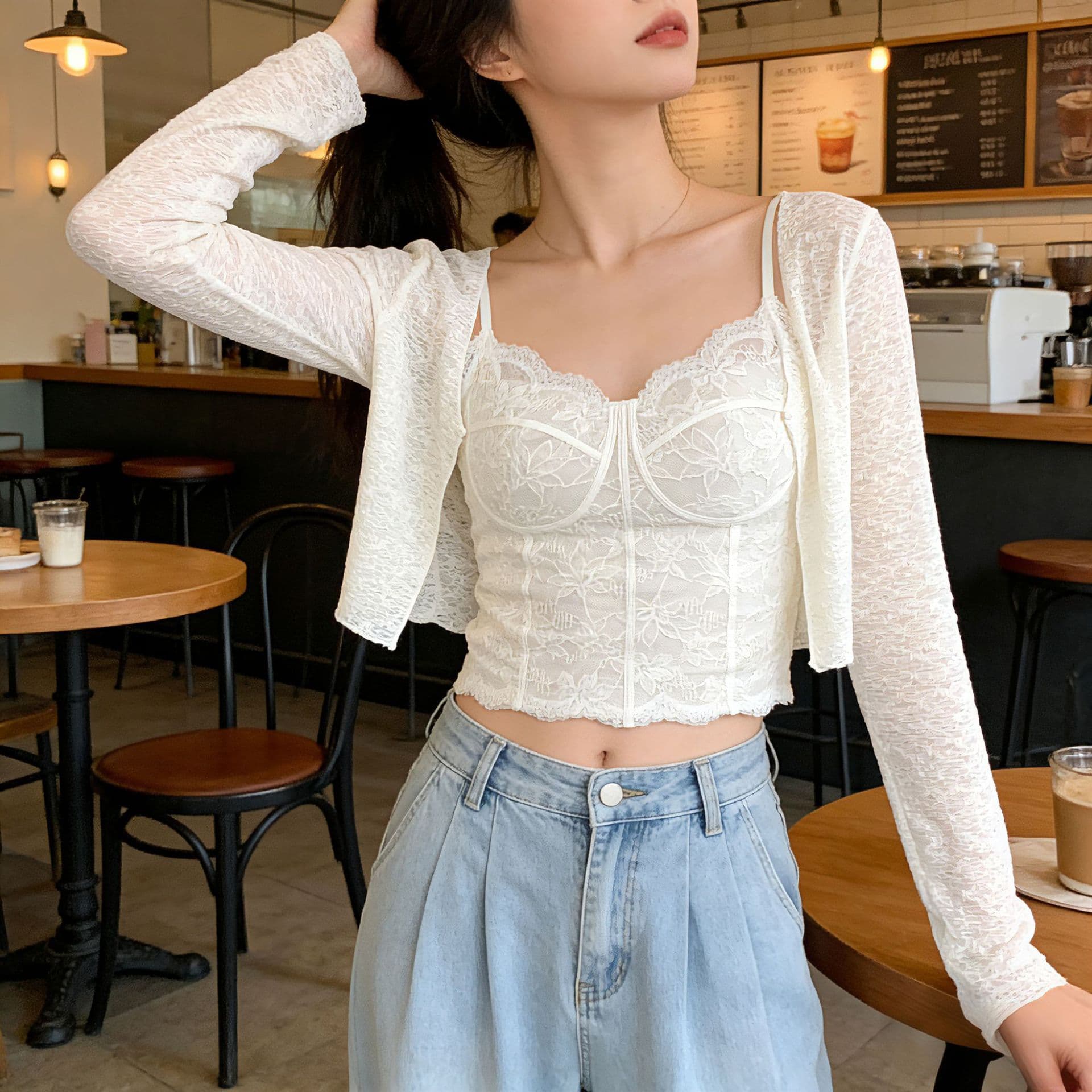 2026 French-Style Sweet Lace Cardigan with Buttons Paired with a Dress and Shawl for Women, Summer Elegant Thin Sun Protection Clothing