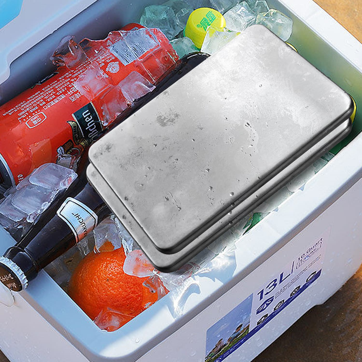 Cross-Border 304 Stainless Steel Ice Tray, Lunch Box Insulated Bag with Leak-Proof Freezing and Fresh-Keeping Ice Pan