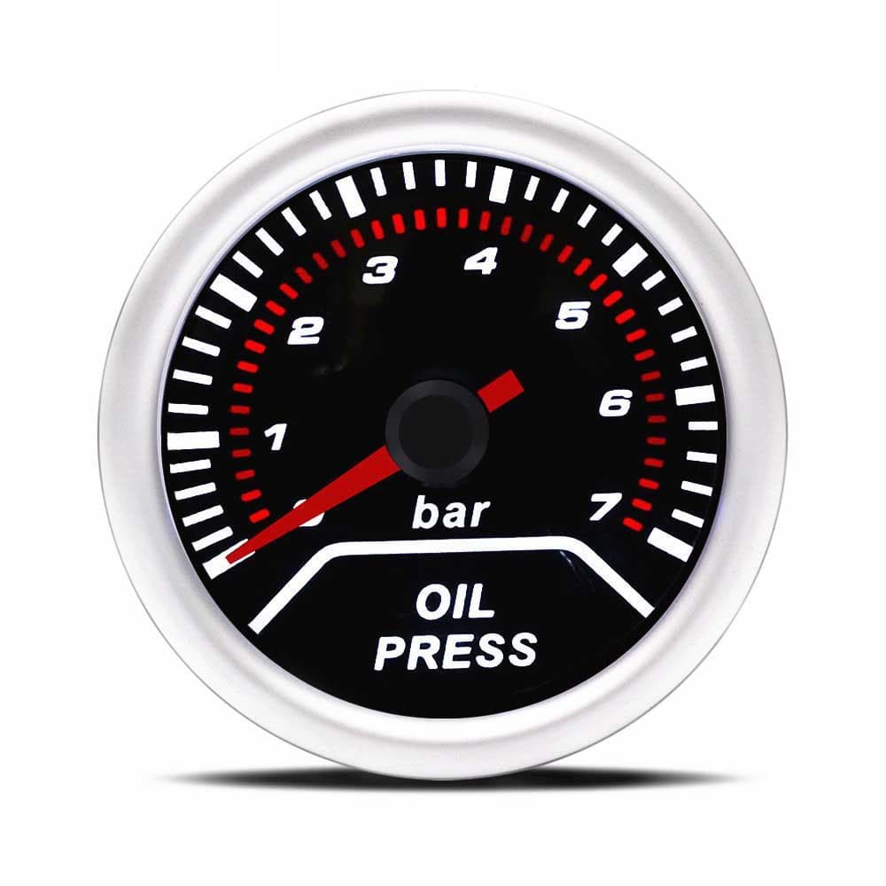 Cross-border Automotive Modification Oil Pressure Gauge 2-inch 12V BAR 52mm 0~7 White Light Mechanical Sunglass Oil Pressure Gauge