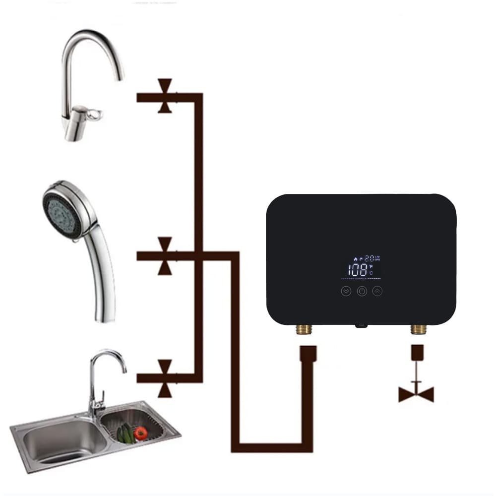 Cross-Border Foreign Trade Factory Wholesale Electric Water Heater, Instant Home Fast Heating for Kitchen and Bathroom Shower, Compact Constant Temperature