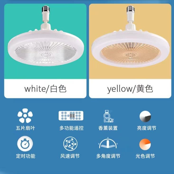 Cross-border exclusive LED mini fan light for dormitories, installation-free silent electric fan pendant light, LED study room and dining room lighting fixtures