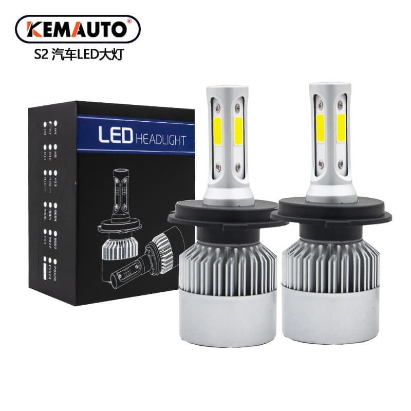 Cross-border Hot Selling S2 Car Light H4 Three-Sided LED Chips High/Low Beam Integrated Super Bright Focused Automotive LED Headlight H7 H1 Headlamp