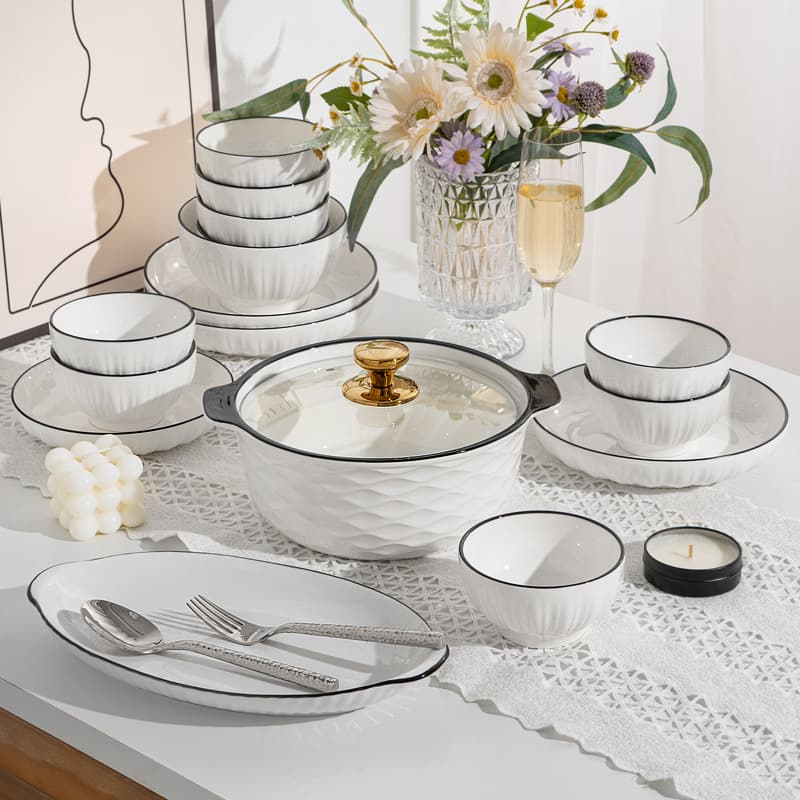 Japanese-style Underglaze Color Furuixiang Bowls and Plates Ceramic Tableware Minimalist Bowl and Dish Set for Home Wholesale Custom DIY