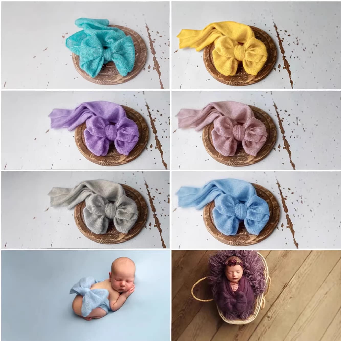 Cross-border new children's photography clothing Newborn soft wrap Baby mohair bow tie