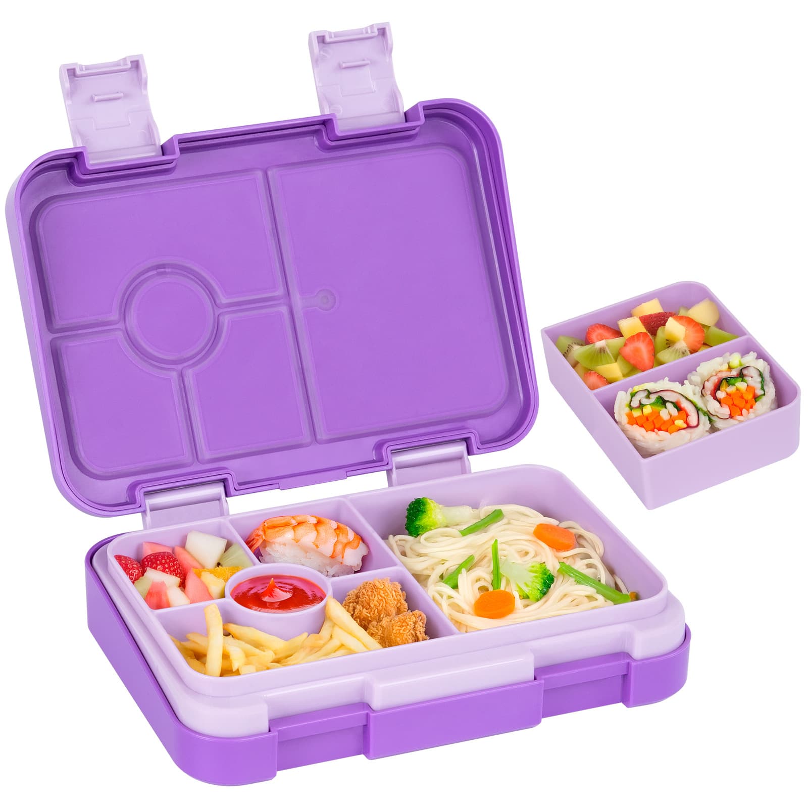 Cross-Border 810ml Large Capacity Kids Lunch Box Double Buckle PP Divided Bento Box Portable Lunch Box Microwave Heating Fresh Keeping