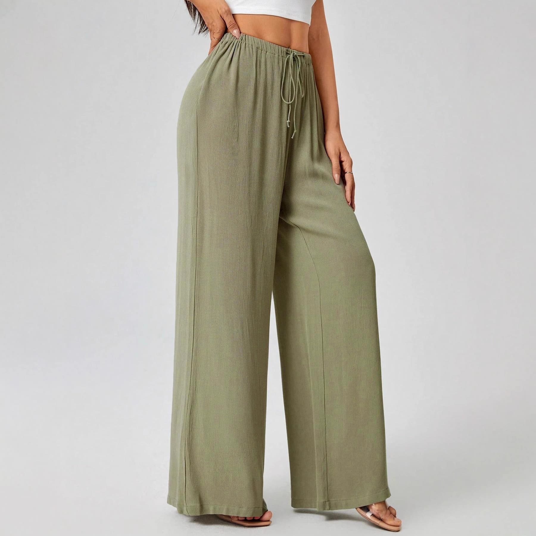 2025 Amazon eBay Cross-border European and American Women's Loose Wide-leg Pants Casual Trousers In Stock