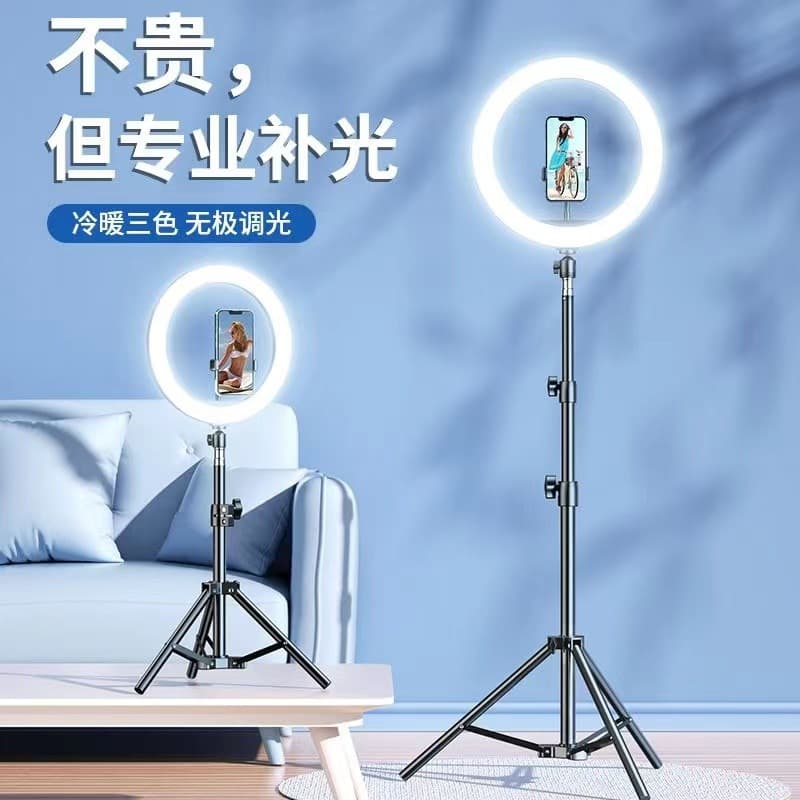 Ring Light with Tripod for Streamers, Floor-Standing Phone Holder for Video Shooting and Live Streaming