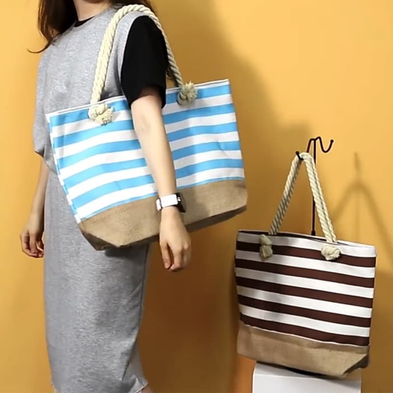 Cross-border Amazon Women's Underarm Bag, Single Shoulder Bag, Casual Crossbody Bag, Large Capacity Canvas Bag, New Striped Beach Bag