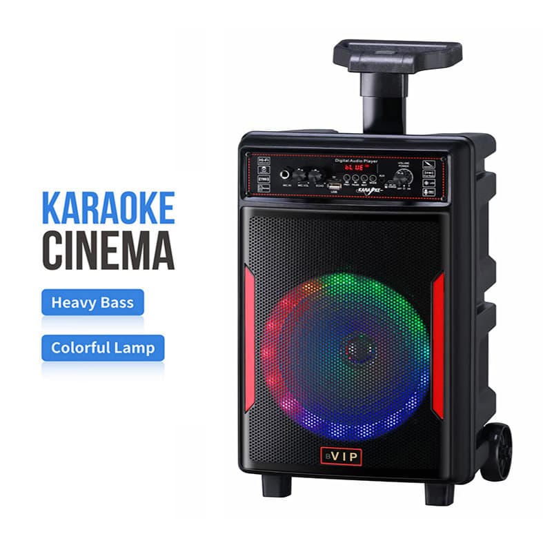 JT-838 1238 1538 Outdoor Trolley Bluetooth Speaker, Stereo Portable Cart Speaker with Colorful Lights