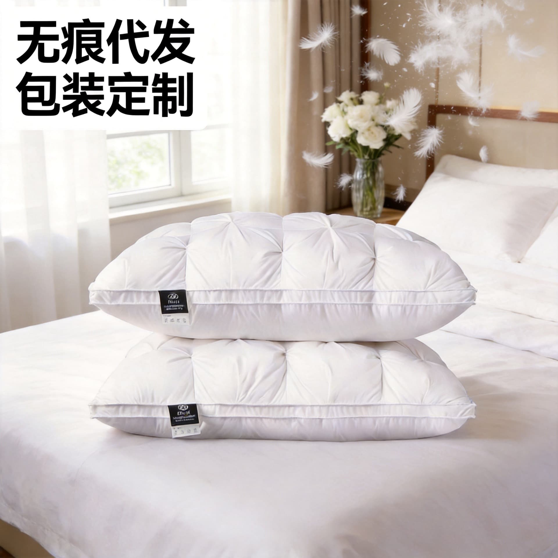 Luxury Hilton Five-Star Hotel Down Pillow Core Student Dormitory Neck Protection White Goose Feather Velvet Pillow