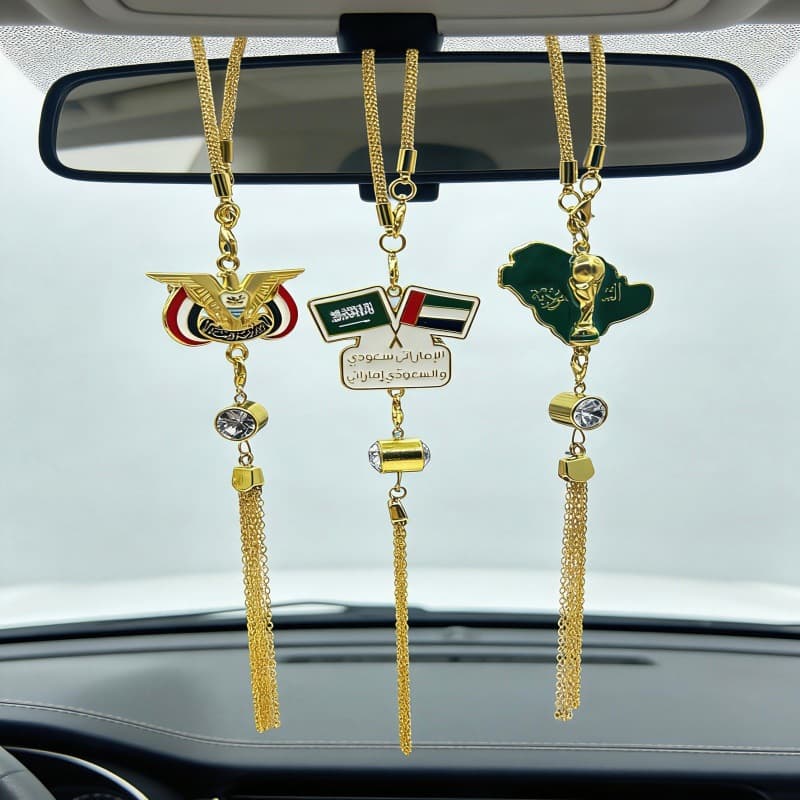 Factory Wholesale Arabic Craft Jewelry Chain Tassel Car Interior Rhinestone Pendant Car Hanging Ornament