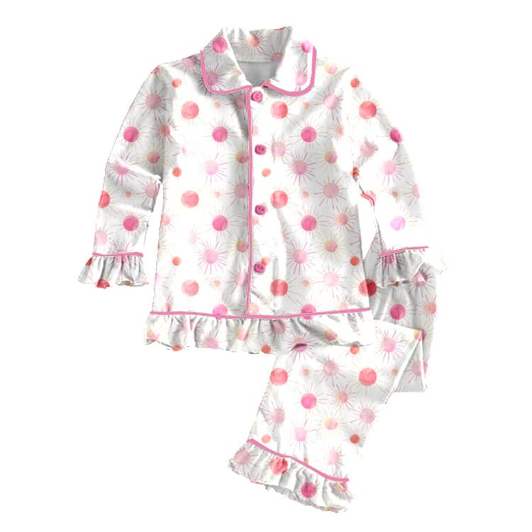 Cross-border wholesale custom girls' lace pajama set with digital printing technology