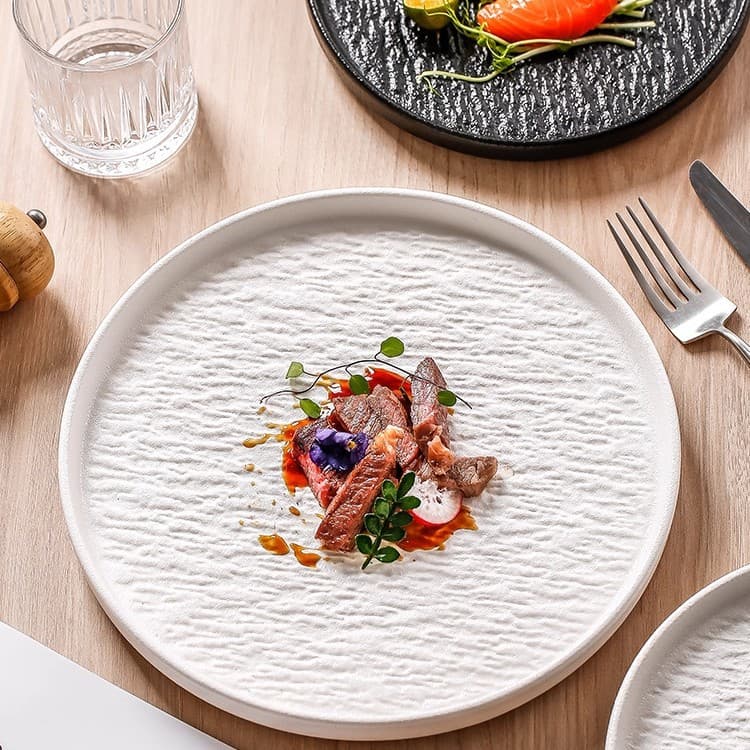 Premium Steak Plate, High-End Western Dinner Plate, Ceramic Pasta Plate, Large Round Dish, Home Use Flat Plate