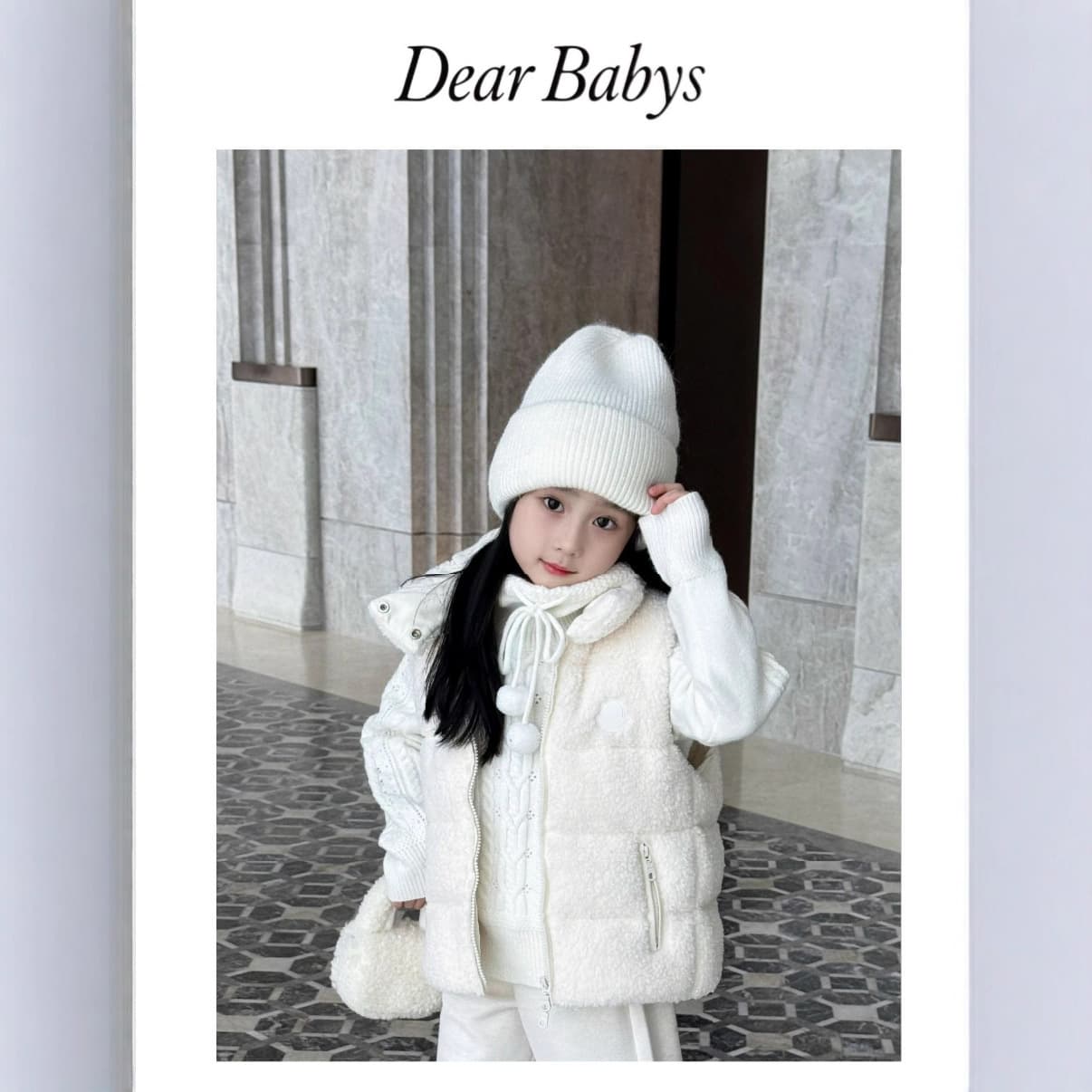 DEAR BABYS 25 Girls Autumn/Winter [Puff Down Lamb Wool Stand Collar Down Vest]