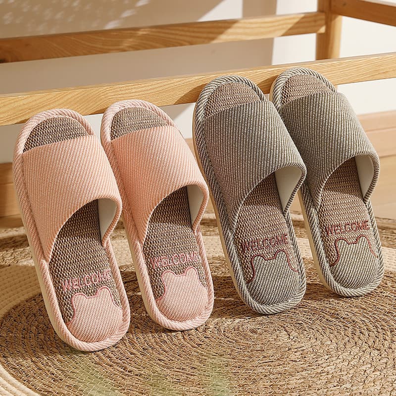 Linen Slippers with Odor Prevention Spring and Autumn Four-Season Cotton-Linen Sandals Home Indoor Fabric Summer Women's High Heel Wholesale Non-Slip