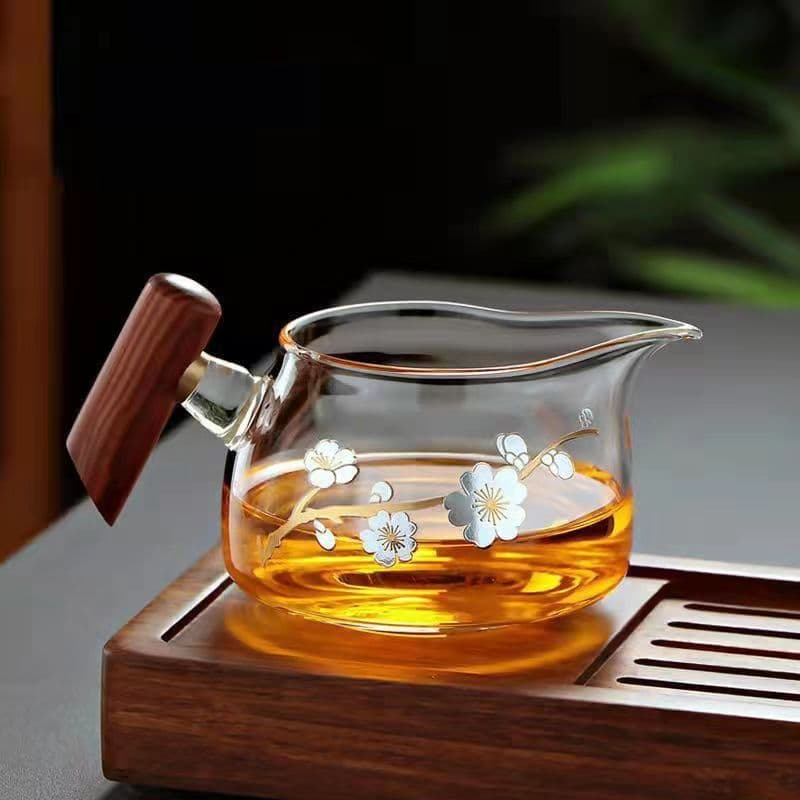 Thickened Side Handle Fairness Cup, Heat-Resistant Transparent High Borosilicate Glass Divider, Stainless Steel Tea Strainer, Tea-Water Separation Tea Set