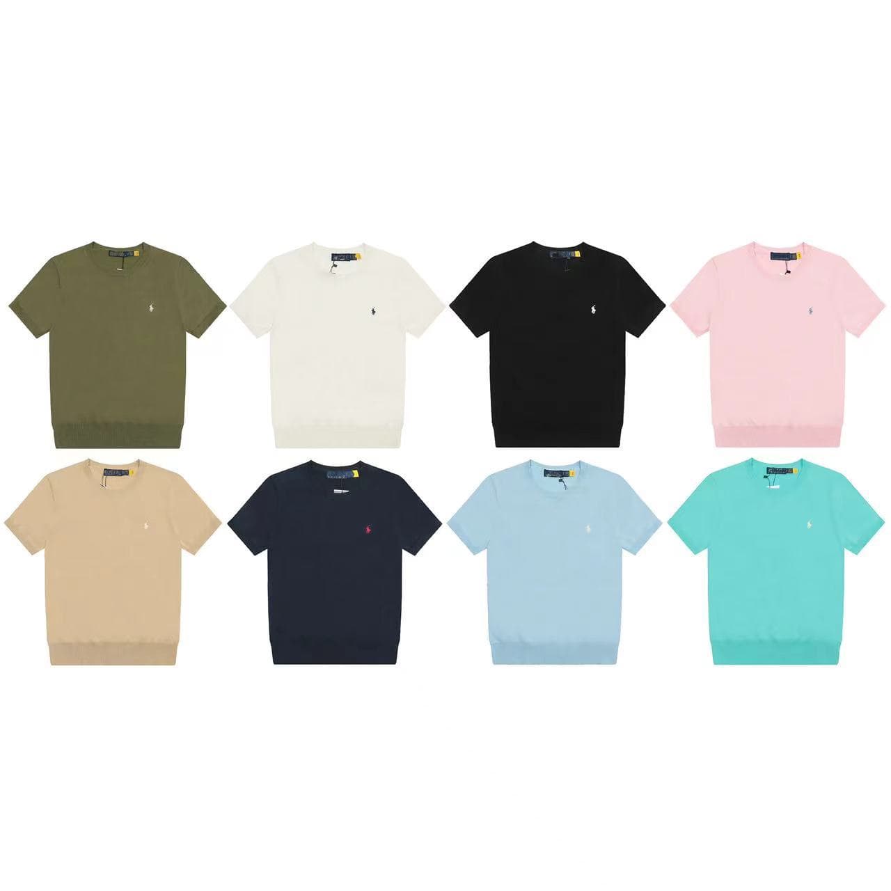 In Stock Ralph Lauren Academy Old Money Business Classic Crew Neck Solid Color Small Pony Embroidery Breathable Knitted Short Sleeve