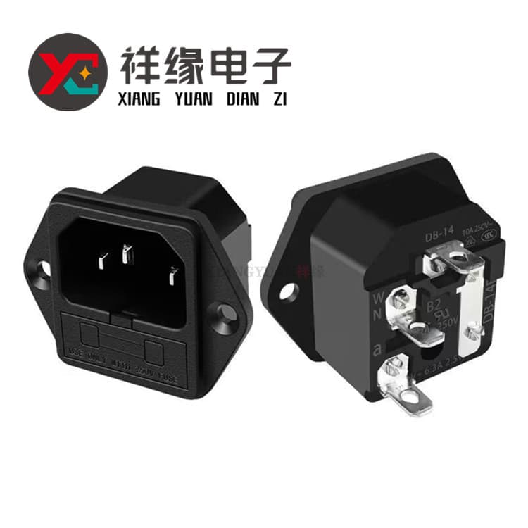 Manufacturer supplies power socket AC-03 pin socket, screw hole with ear, male socket, insurance two-in-one socket
