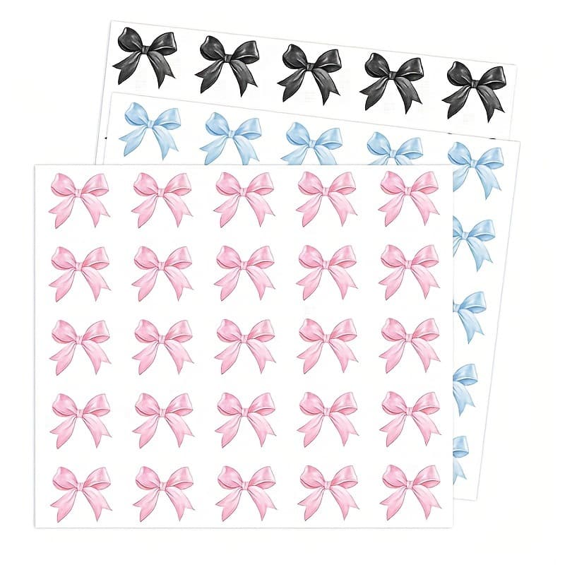 25 stickers/sheet bow three-color stickers gift decoration baked bouquet envelope invitation suitcase decoration sticker