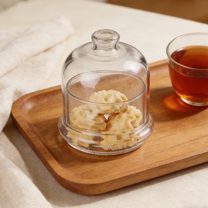 220ml Handmade Glass Jar Liquid Bottle Food Cover Eternal Flower Cover Beverage Dustproof Display Glass Jar DIY Candle Holder