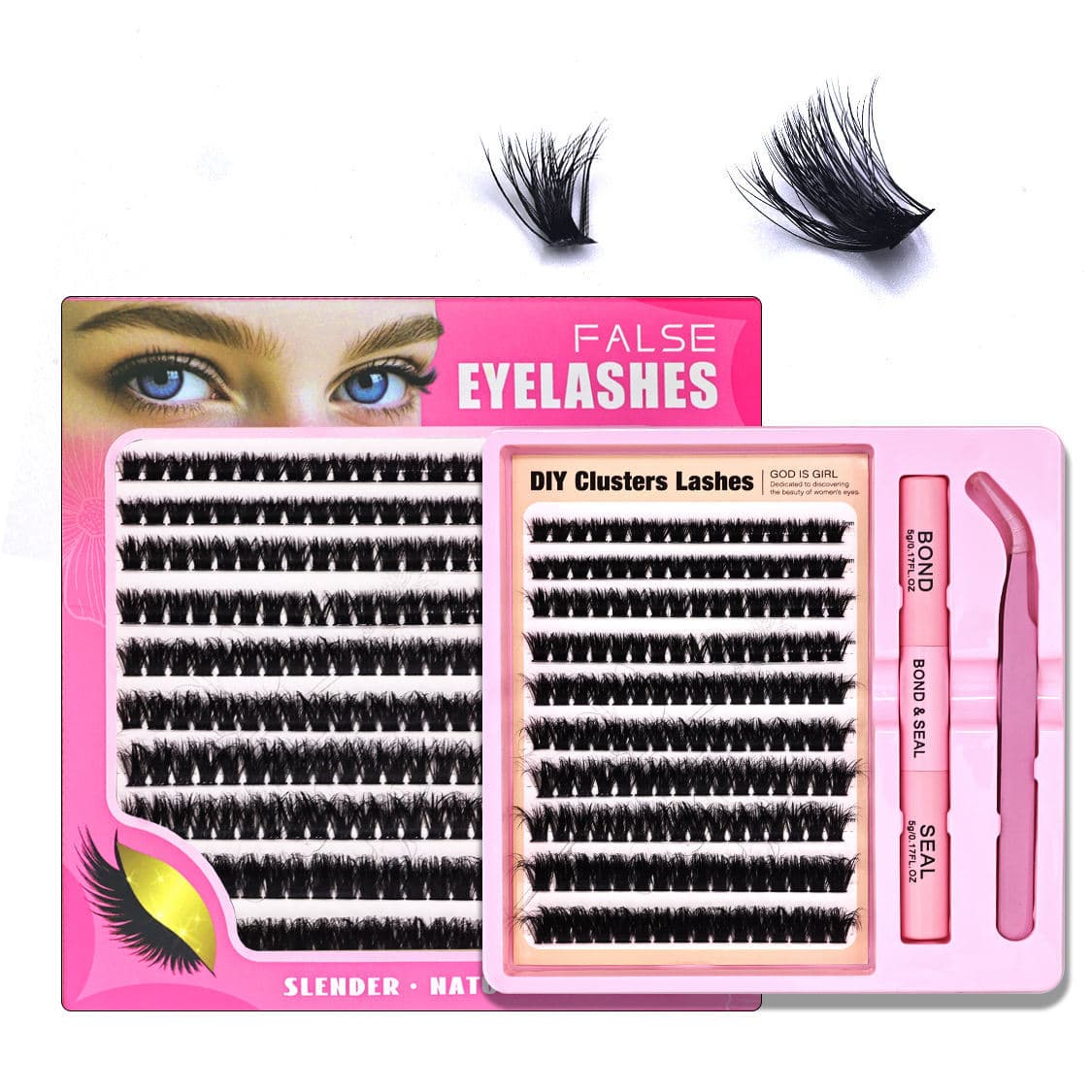 False Eyelashes Tk Cross-Border Supply Wholesale D-Curve Mixed-Race Asian Makeup Natural Thai Thick European and American Single Cluster Eyelashes