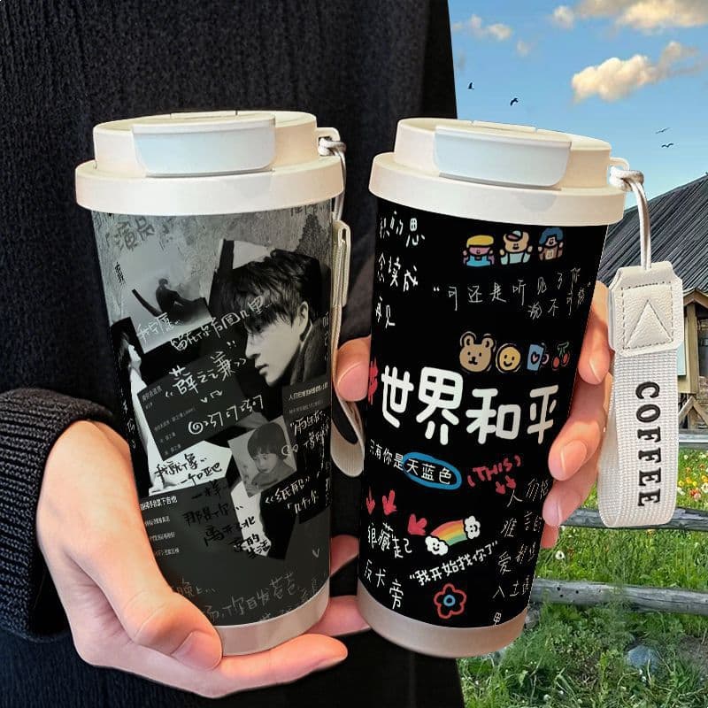 Yan Xue Zhiqian Support Merchandise Insulated Cup Figurine High-Value Girls Stainless Steel Student High-Value Straw