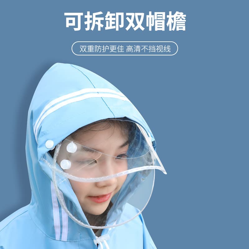 Kids Rain Poncho Wholesale Custom Double Brim Oxford Fabric Outdoor Boys Girls Elementary School Cute