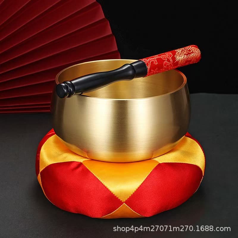 Religious instrument thickened Japanese-style copper chime Taiwan wooden fish copper Buddha sound bowl practice bowl brass Qingyin chime Zen meaning