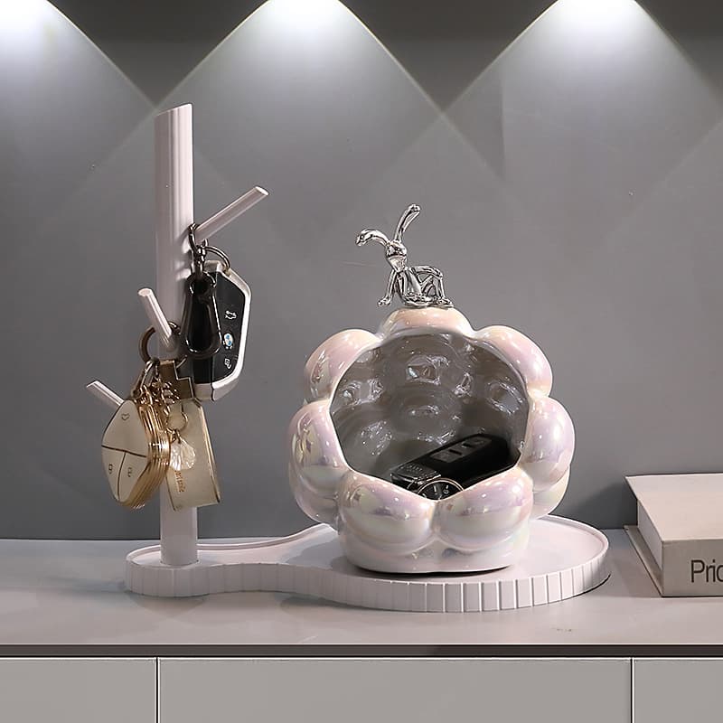 Entryway Key Holder Decoration, Light Luxury Rabbit Home Organizer for Living Room Entrance, Housewarming Gift