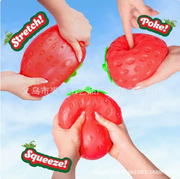 Cross-border Hot Selling Stress Relief Toy Strawberry Soft Rubber Simulation Fruit Squeeze Toy Wholesale