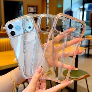 Transparent Phone Case for iPhone 17, iPhone 15/16/17 Air, Wave Pattern Acrylic Protective Cover, Drop-Proof