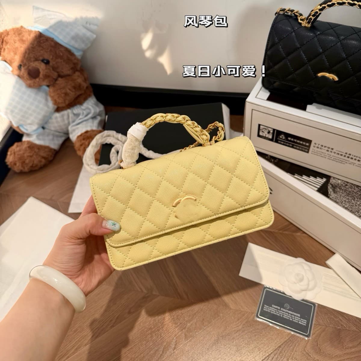 Chanel 2026 New Style Caviar Accordion Bag Quilted Chain Small Square Bag New Women's