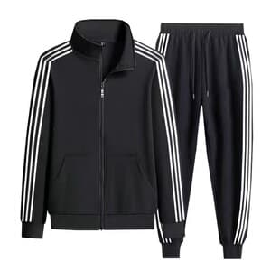 Trendy Spring/Autumn Sportswear Set for Men and Women with Three Stripes, Casual Running Suit, Open-Front Jacket and Long Pants Two-Piece Set