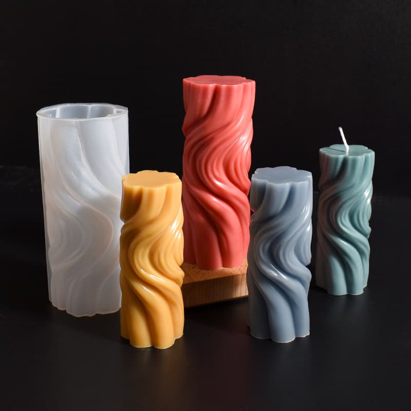 Geometric Wave Cylinder Candle Mold Water Ripple Cylinder Ornament Rotating Striped Cylinder Plaster Silicone Mold