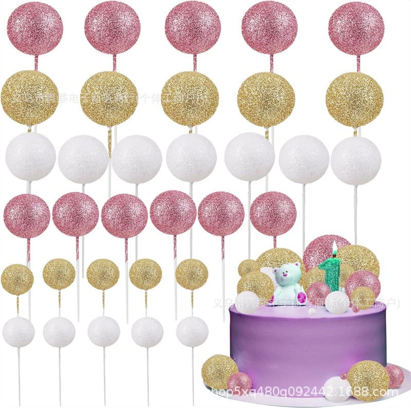 20 pieces of new flash powder foam balls bright powder cake decoration plug-in ins style round balls