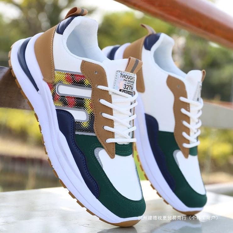 Men's Shoes 2025 New Spring/Summer PU Fashion Sports Casual Shoes Men's Anti-Slip Running Dad Shoes