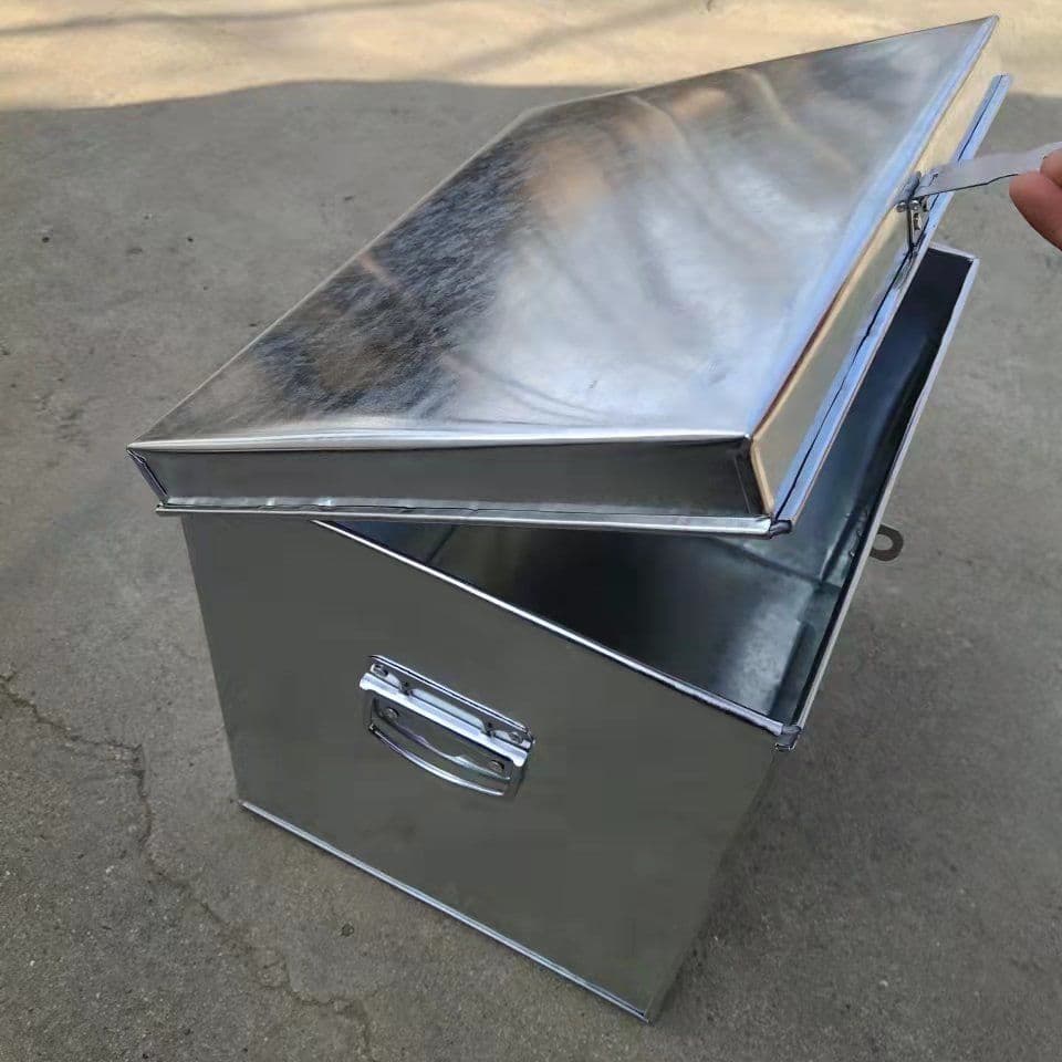 Thickened leather case, hardware toolbox, large and small storage box, lock included, rust-free