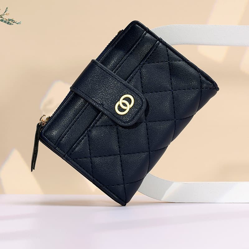 Korean Style Short Wallet for Women Multi-Card Slot Coin Purse Fresh Sweet Pattern Pure Color PU Leather Daily Use