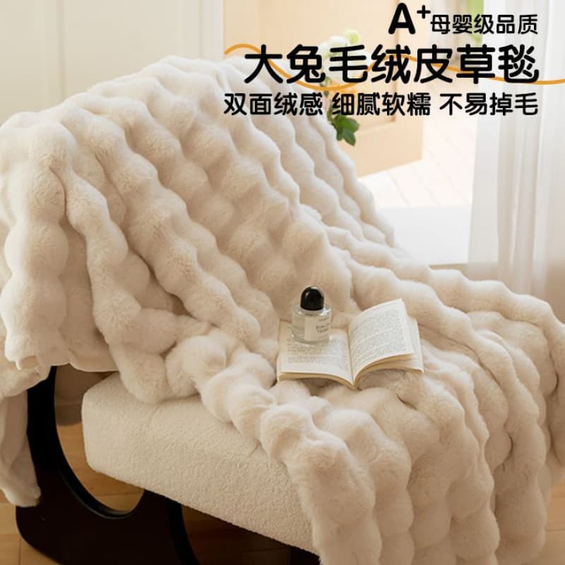 Foreign trade cross-border shipping winter blanket plus velvet thickened cover blanket rabbit blanket office coral velvet sofa blanket quick warm
