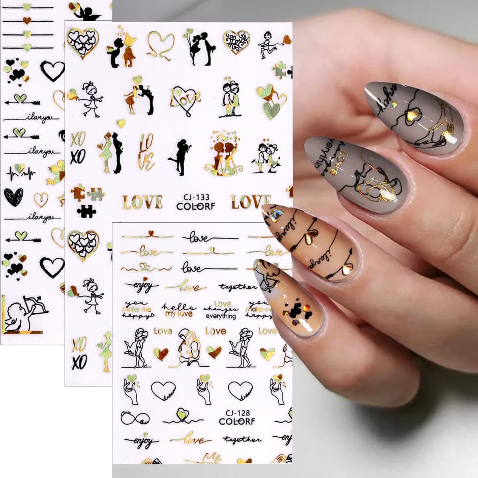 New Valentine's Day Nail Art Stickers ins Valentine's Day Sexy Lips Love Love Kitten Valentine's Day Adhesive Stickers